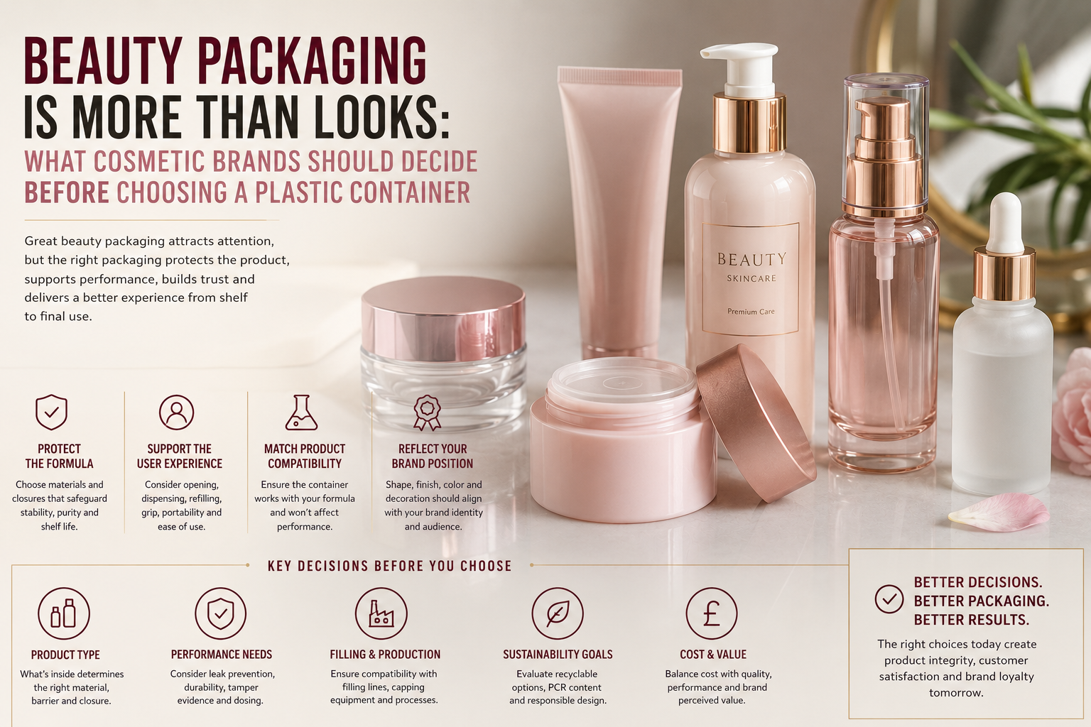 Beauty Packaging Is More Than Looks: What Cosmetic Brands Should Decide Before Choosing a Plastic Container