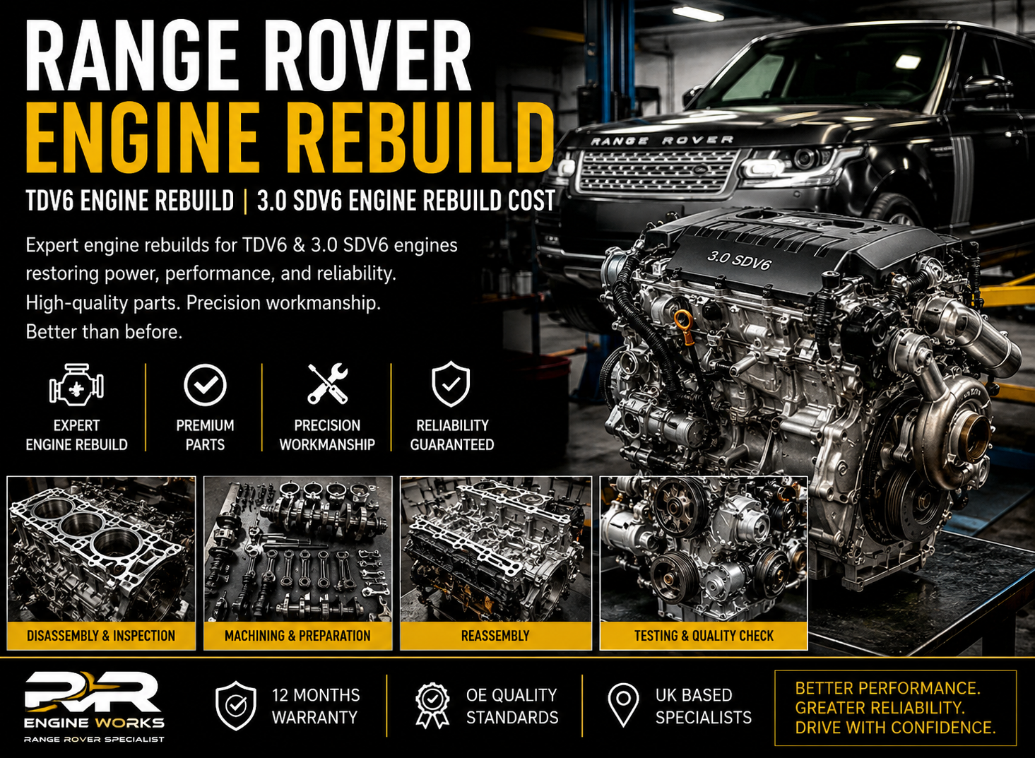TDV6 Engine Rebuild, 3.0 SDV6 Engine Rebuild Cost, Range Rover Engine Rebuild
